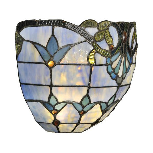 Stained Glass Bowl Wall Light Victorian Style 1 Light Sconce Light in Blue for Coffee Shop Clearhalo 'Industrial' 'Middle century wall lights' 'Tiffany wall lights' 'Tiffany' 'Wall Lamps & Sconces' 'Wall Lights' Lighting' 100747