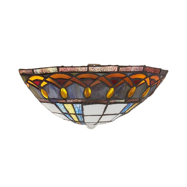 Tiffany Bowl Wall Mount Light Stained Glass 1 Light Wall Sconce with Jewelry Decoration Clearhalo 'Industrial' 'Middle century wall lights' 'Tiffany wall lights' 'Tiffany' 'Wall Lamps & Sconces' 'Wall Lights' Lighting' 100760