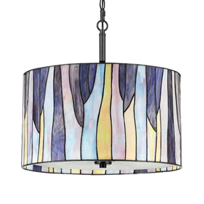 Purple 1 Light Pendant Ceiling Light Tiffany Style Stainless Glass Drum Hanging Lamp Kit for Living Room Clearhalo 'Ceiling Lights' 'Industrial' 'Middle Century Pendants' 'Pendant Lights' 'Pendants' 'Tiffany close to ceiling' 'Tiffany Pendants' 'Tiffany' Lighting' 100853