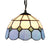 Bowl Pendant Light Single Bulb Stained Glass Tiffany-Style Hanging Lamp in Blue and White Blue-White Clearhalo 'Ceiling Lights' 'Chandeliers' 'Industrial' 'Middle Century Pendants' 'Pendant Lights' 'Pendants' 'Tiffany close to ceiling' 'Tiffany Pendants' 'Tiffany' Lighting' 100873