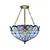 Bedroom Ceiling Lights LED, Upward Dome Semi Flush Light with Stained Glass Shade Victorian Style Blue Clearhalo 'Ceiling Lights' 'Close To Ceiling Lights' 'Close to ceiling' 'Glass shade' 'Glass' 'Pendant Lights' 'Semi-flushmount' 'Tiffany close to ceiling' 'Tiffany' Lighting' 10090