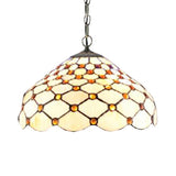 White Single Bulb Pendant Light Tiffany Multicolored Stained Glass Dome Hanging Lamp for Living Room Clearhalo 'Ceiling Lights' 'Industrial' 'Middle Century Pendants' 'Pendant Lights' 'Pendants' 'Tiffany close to ceiling' 'Tiffany Pendants' 'Tiffany' Lighting' 100944