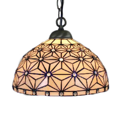 Hand Cut Glass White Ceiling Lamp Dome 1 Head Tiffany Suspension Pendant Light for Kitchen Clearhalo 'Ceiling Lights' 'Close To Ceiling Lights' 'Glass shade' 'Glass' 'Industrial' 'Middle Century Pendants' 'Pendant Lights' 'Pendants' 'Tiffany close to ceiling' 'Tiffany Pendants' 'Tiffany' Lighting' 100947
