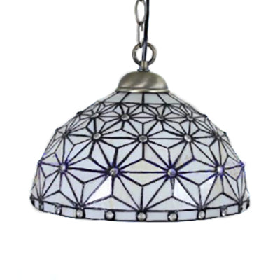 Hand Cut Glass White Ceiling Lamp Dome 1 Head Tiffany Suspension Pendant Light for Kitchen Clearhalo 'Ceiling Lights' 'Close To Ceiling Lights' 'Glass shade' 'Glass' 'Industrial' 'Middle Century Pendants' 'Pendant Lights' 'Pendants' 'Tiffany close to ceiling' 'Tiffany Pendants' 'Tiffany' Lighting' 100948