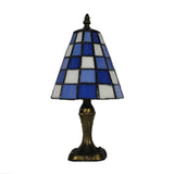Blue and White Glass Conical Table Lamp 1 Light Art Deco Standing Table Lamp for Bedroom Clearhalo 'Lamps' 'Table Lamps' Lighting' 101063