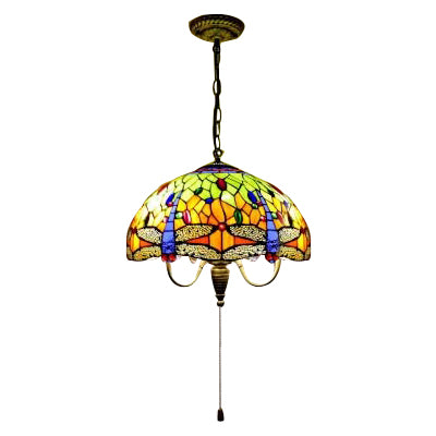 1 Head Down Lighting Victorian Dragonfly Antique Brass Cut Glass Pendant Light Kit for Dining Room Clearhalo 'Ceiling Lights' 'Industrial' 'Middle Century Pendants' 'Pendant Lights' 'Pendants' 'Tiffany close to ceiling' 'Tiffany Pendants' 'Tiffany' Lighting' 101759