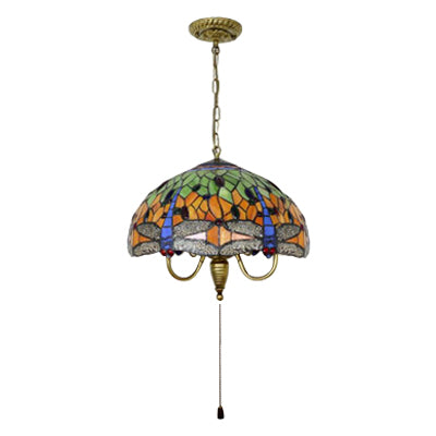 1 Head Down Lighting Victorian Dragonfly Antique Brass Cut Glass Pendant Light Kit for Dining Room Clearhalo 'Ceiling Lights' 'Industrial' 'Middle Century Pendants' 'Pendant Lights' 'Pendants' 'Tiffany close to ceiling' 'Tiffany Pendants' 'Tiffany' Lighting' 101760