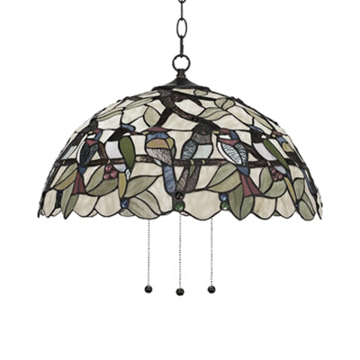 Green Tropical Bird Pendant Ceiling Light Tiffany 1 Head Multicolored Stained Glass Hanging Lamp for Dining Room Clearhalo 'Ceiling Lights' 'Industrial' 'Middle Century Pendants' 'Pendant Lights' 'Pendants' 'Tiffany close to ceiling' 'Tiffany Pendants' 'Tiffany' Lighting' 101763