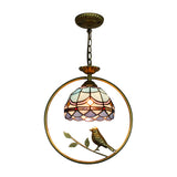 Mediterranean Style Domed Pendant Ceiling Light 1 Head Stainless Glass Hanging Lamp with Brass Ring Clearhalo 'Ceiling Lights' 'Close To Ceiling Lights' 'Industrial' 'Middle Century Pendants' 'Pendant Lights' 'Pendants' 'Tiffany close to ceiling' 'Tiffany Pendants' 'Tiffany' Lighting' 101910