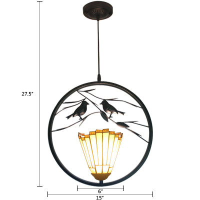 1 Head Cone Ceiling Pendant Light Tiffany Style Beige Stainless Glass Hanging Light Kit with Metal Ring Clearhalo 'Ceiling Lights' 'Industrial' 'Middle Century Pendants' 'Pendant Lights' 'Pendants' 'Tiffany close to ceiling' 'Tiffany Pendants' 'Tiffany' Lighting' 101925