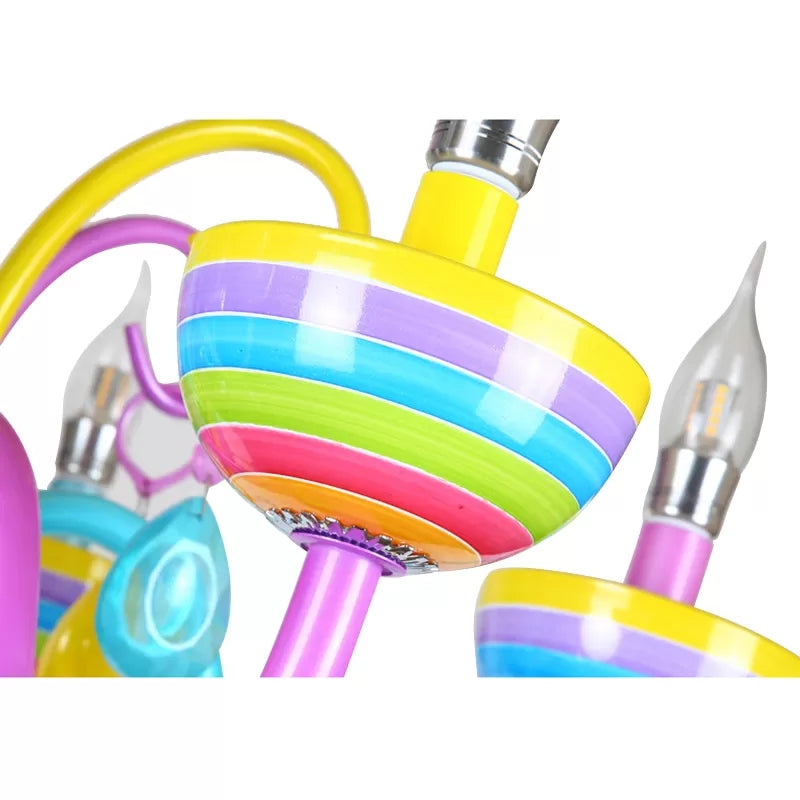 Glass Candle Pendant Light with Crystal Pretty Multi-Colored Chandelier for Kindergarten Clearhalo 'Ceiling Lights' 'Chandeliers' Lighting' options 101946