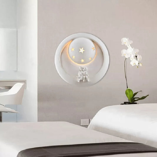 Romantic White Wall Sconce Starry Resin Wall Light with Little Kids for Child Bedroom Clearhalo 'Industrial' 'Middle century wall lights' 'Tiffany wall lights' 'Tiffany' 'Wall Lamps & Sconces' 'Wall Lights' Lighting' 102010