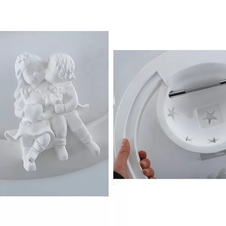 Romantic White Wall Sconce Starry Resin Wall Light with Little Kids for Child Bedroom Clearhalo 'Industrial' 'Middle century wall lights' 'Tiffany wall lights' 'Tiffany' 'Wall Lamps & Sconces' 'Wall Lights' Lighting' 102012