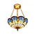 Stained Glass Ceiling Light for Bedroom with Chain, Bowl Semi Flush Mount Lighting Baroque Style Blue 12" Clearhalo 'Ceiling Lights' 'Close To Ceiling Lights' 'Close to ceiling' 'Glass shade' 'Glass' 'Semi-flushmount' 'Tiffany close to ceiling' 'Tiffany' Lighting' 10211