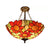 Bedroom Ceiling Light Tiffany, Sunflower Semi Flush Light with Rod and Stained Glass Shade Antique Brass 16" Clearhalo 'Ceiling Lights' 'Close To Ceiling Lights' 'Close to ceiling' 'Glass shade' 'Glass' 'Semi-flushmount' 'Tiffany close to ceiling' 'Tiffany' Lighting' 10234