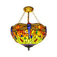 Baroque Style Ceiling Lighting LED, Dragonfly Semi Flush Light in Aged Brass with Stained Glass Shade for Bedroom Orange 16" Clearhalo 'Ceiling Lights' 'Close To Ceiling Lights' 'Close to ceiling' 'Glass shade' 'Glass' 'Semi-flushmount' 'Tiffany close to ceiling' 'Tiffany' Lighting' 10245