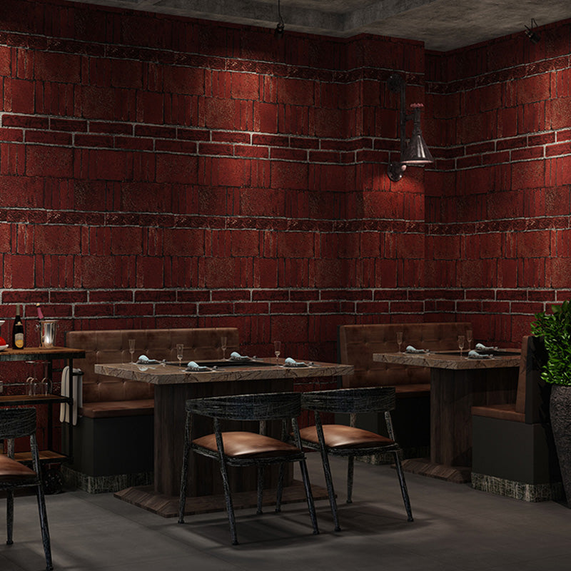 Stain-Resistant Brick Effect Wall Covering PVC Industrial Wallpaper for Accent Wall Brick Red Clearhalo 'Industrial wall decor' 'Industrial' 'Wallpaper' Wall Decor' 1025916