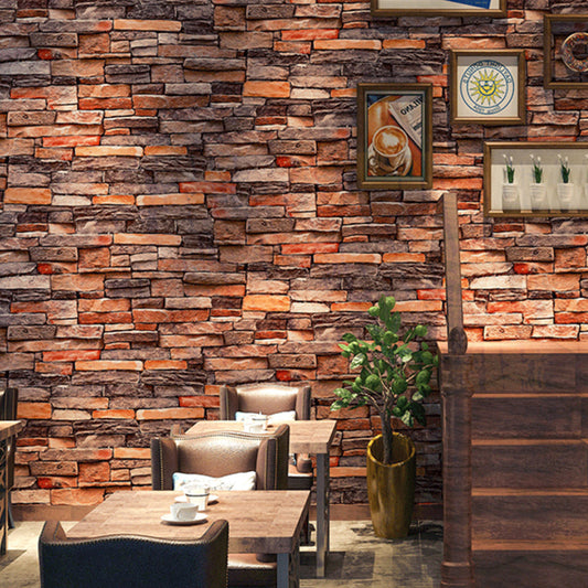 Natural Color Industrial Wall Decor 57.1 sq ft. Stacked Brick Wallpaper Roll for Coffee Shop, Non-Pasted Brick Red Clearhalo 'Industrial wall decor' 'Industrial' 'Wallpaper' Wall Decor' 1025934