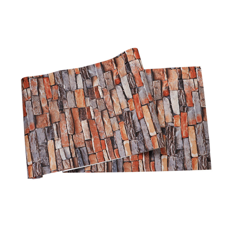 Natural Color Industrial Wall Decor 57.1 sq ft. Stacked Brick Wallpaper Roll for Coffee Shop, Non-Pasted Clearhalo 'Industrial wall decor' 'Industrial' 'Wallpaper' Wall Decor' 1025935
