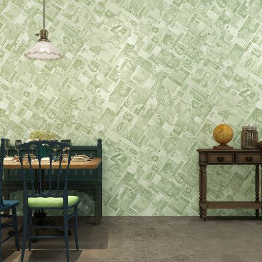 Soft Color Industrial Wall Decor 20.5 in x 33 ft Greenback Wallpaper Roll for Accent Wall, Non-Pasted Light Green Clearhalo 'Industrial wall decor' 'Industrial' 'Wallpaper' Wall Decor' 1026105
