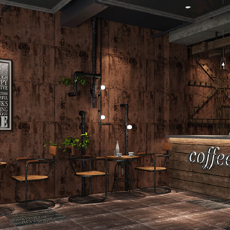 Rusty Iron Peel Wall Covering in Dark Color Vinyl Wallpaper for Accent Wall, 33'L x 20.5"W Tan Clearhalo 'Industrial wall decor' 'Industrial' 'Wallpaper' Wall Decor' 1026140