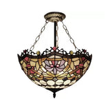 Bedroom Ceiling Light LED, Inverted Bowl Semi Flush Light in Antique Brass Victorian Style Clearhalo 'Ceiling Lights' 'Close To Ceiling Lights' 'Close to ceiling' 'Glass shade' 'Glass' 'Semi-flushmount' 'Tiffany close to ceiling' 'Tiffany' Lighting' 10261