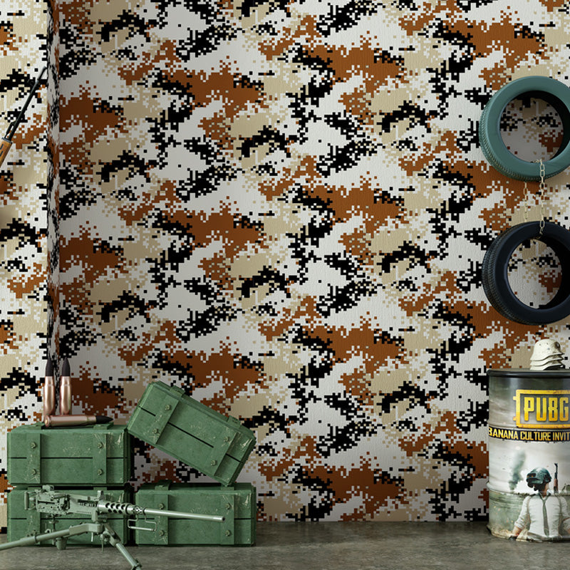 Military Camouflage Wallpaper Roll for Theme Restaurant Decoration, 57.1 sq ft. Wall Covering in Neutral Color Tan Clearhalo 'Industrial wall decor' 'Industrial' 'Wallpaper' Wall Decor' 1026208