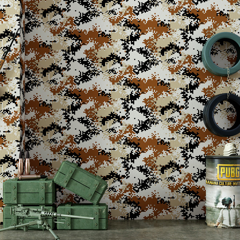 Military Camouflage Wallpaper Roll for Theme Restaurant Decoration, 57.1 sq ft. Wall Covering in Neutral Color Tan Clearhalo 'Industrial wall decor' 'Industrial' 'Wallpaper' Wall Decor' 1026208