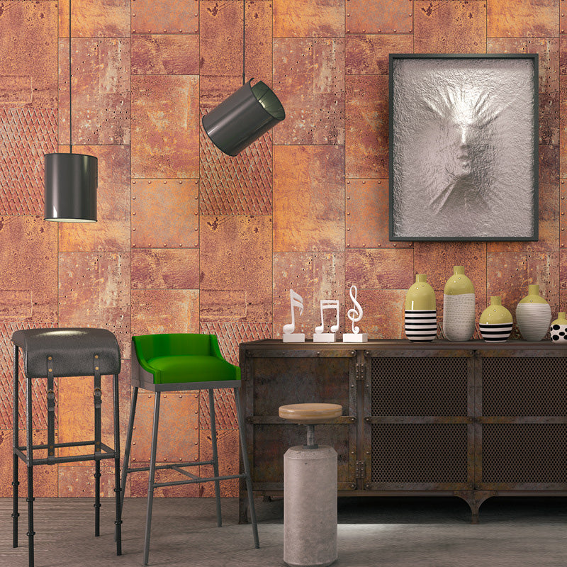 Ironic Steel Wall Covering for Coffee Shop Decoration Rusty Wall Wallpaper in Light Color, Moisture-Resistant Orange Clearhalo 'Industrial wall decor' 'Industrial' 'Wallpaper' Wall Decor' 1026217
