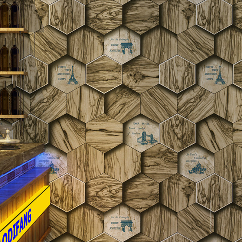 33' x 20.5" Industrial Wallpaper Roll for Coffee Shop Decor with 3D Print Wood Log Pattern in Natural Color Gray-Khaki Clearhalo 'Wall Decor' 'Wallpaper' 1026228