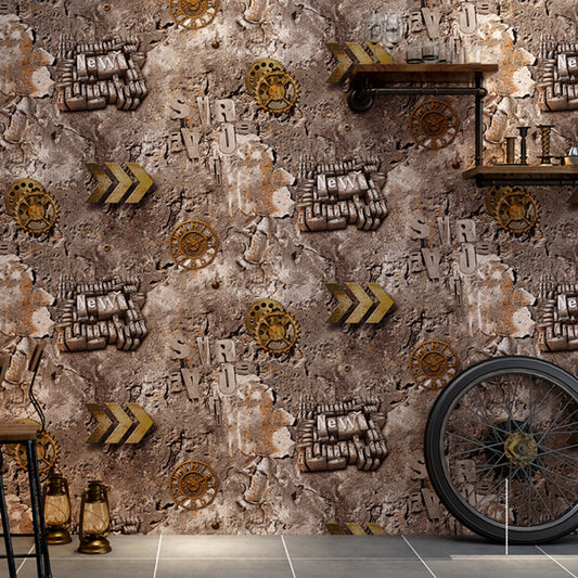 Stain-Resistant 3D Metallic Surface Wallpaper Vinyl Wall Covering for Bar Decoration, 20.5 in x 31 ft Tan Clearhalo 'Industrial wall decor' 'Industrial' 'Wallpaper' Wall Decor' 1026248