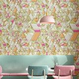 Soft Green Retro Wallpaper 20.5"W x 31'L Tiles Wall Covering for Accent Wall, Non-Pasted Light Green