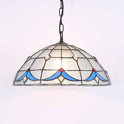 Tiffany Magnolia Hanging Lamp Dimple Glass Shade 1 Light Ceiling Pendant Light White Clearhalo 'Ceiling Lights' 'Industrial' 'Middle Century Pendants' 'Pendant Lights' 'Pendants' 'Tiffany close to ceiling' 'Tiffany Pendants' 'Tiffany' Lighting' 102681
