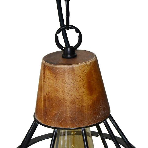 Wood and Metal Diamond Cage Hanging Lamp Rustic Single Light Kitchen Pendant Lamp Clearhalo 'Art Deco Pendants' 'Cast Iron' 'Ceiling Lights' 'Ceramic' 'Crystal' 'Industrial Pendants' 'Industrial' 'Metal' 'Middle Century Pendants' 'Pendant Lights' 'Pendants' 'Tiffany' Lighting' 102842