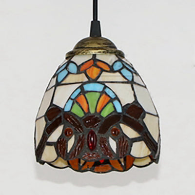 Baroque Pendant Light with Bowl Shade 1 Light Stained Glass Suspension Lamp in Multi Color Clearhalo 'Ceiling Lights' 'Industrial' 'Middle Century Pendants' 'Pendant Lights' 'Pendants' 'Tiffany close to ceiling' 'Tiffany Pendants' 'Tiffany' Lighting' 102858