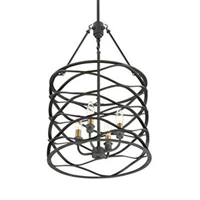 Black Cylindrical Hanging Lamp with Cage Shade Industrial Iron 4 Bulbs Dining Room Chandelier Light Fixture Clearhalo 'Ceiling Lights' 'Chandeliers' 'Close To Ceiling Lights' 'Glass shade' 'Glass' 'Industrial Chandeliers' 'Industrial' 'Middle Century Chandeliers' 'Tiffany' Lighting' 103021
