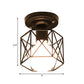Black Hexagon Cage Flush Mount Lighting Modern Iron 1 Bulb Kitchen Flushmount Ceiling Lamp Clearhalo 'Ceiling Lights' 'Close To Ceiling Lights' 'Close to ceiling' 'Flush mount' Lighting' 1030352
