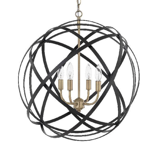 Vintage Stylish Spherical Cage Chandelier Lamp 4 Lights Metallic Hanging Light in Black Finish for Farmhouse Black Clearhalo 'Cast Iron' 'Ceiling Lights' 'Chandeliers' 'Industrial Chandeliers' 'Industrial' 'Metal' 'Middle Century Chandeliers' 'Rustic Chandeliers' 'Tiffany' Lighting' 103038