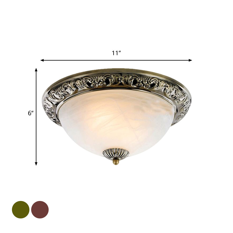 Frosted Glass Bronze/Copper Flushmount Lighting Cone 2 Bulbs 11"/13"/15" W Vintage Close to Ceiling Lamp