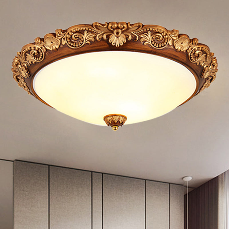 Conical Bedroom Ceiling Light Fixture Vintage Resin LED Brown Flushmount Lighting