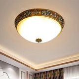 3-Head Bowl Flush Mount Lighting Traditional Wood Resin Ceiling Light for Hallway, 12"/15"/19" Wide Clearhalo 'Ceiling Lights' 'Close To Ceiling Lights' 'Close to ceiling' 'Flush mount' Lighting' 1030500