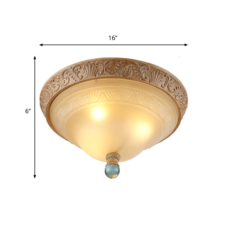 Brown Conical Ceiling Light Fixture Classic Resin 3-Bulb Living Room Flush Mount Lamp