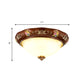 Tapered Bedroom Flush Mount Lamp Vintage Resin 3-Light 11"/15"/19" Wide Red Brown Ceiling Fixture Clearhalo 'Ceiling Lights' 'Close To Ceiling Lights' 'Close to ceiling' 'Flush mount' Lighting' 1030512