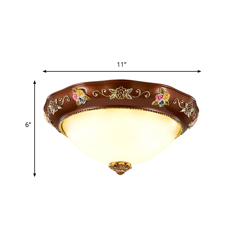 Tapered Bedroom Flush Mount Lamp Vintage Resin 3-Light 11"/15"/19" Wide Red Brown Ceiling Fixture Clearhalo 'Ceiling Lights' 'Close To Ceiling Lights' 'Close to ceiling' 'Flush mount' Lighting' 1030512