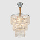 4 Lights Bedroom Suspension Light Modernism Silver Chandelier with 3-Tier Round Crystal Strand Shade Clearhalo 'Ceiling Lights' 'Chandeliers' 'Modern Chandeliers' 'Modern' Lighting' 1031089