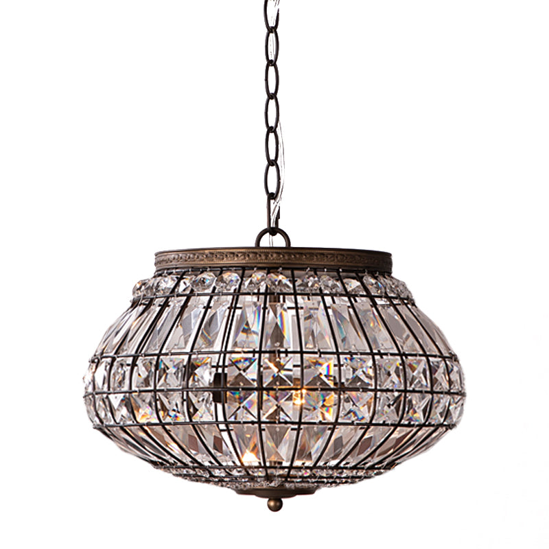 2-Head Altar-Shape Chandelier Light Fixture Farmhouse Bronze Finish Crystal Bead Hanging Pendant Clearhalo 'Ceiling Lights' 'Chandeliers' 'Modern Chandeliers' 'Modern' Lighting' 1031097