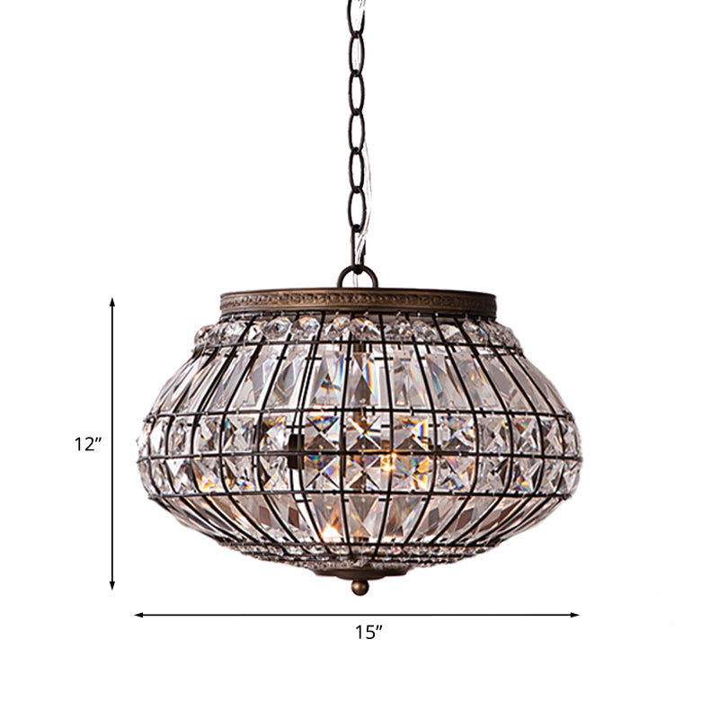 2-Head Altar-Shape Chandelier Light Fixture Farmhouse Bronze Finish Crystal Bead Hanging Pendant Clearhalo 'Ceiling Lights' 'Chandeliers' 'Modern Chandeliers' 'Modern' Lighting' 1031098