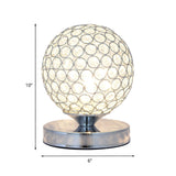 Globe Bedroom Desk Light Crystal-Encrusted 1 Head Simple Nightstand Lamp in Chrome Finish Clearhalo 'Lamps' 'Table Lamps' Lighting' 1031150