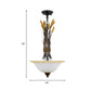 Bowl Shape Bedroom Chandelier Light Traditional Opal Glass 3 Bulbs Black-Gold Hanging Lamp with Wheat Deco Clearhalo 'Ceiling Lights' 'Chandeliers' 'Close To Ceiling Lights' 'Glass shade' 'Glass' Lighting' 1031522