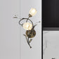 Vintage Flower Wall Sconce Lighting 2 Heads Frosted Glass Wall Light Fixture in Bronze for Living Room, Right/Left Bronze Right Clearhalo 'Wall Lamps & Sconces' 'Wall Lights' Lighting' 1031523